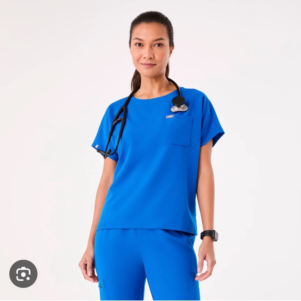 Figs Arua Relaxed Scrub Top Royal Blue